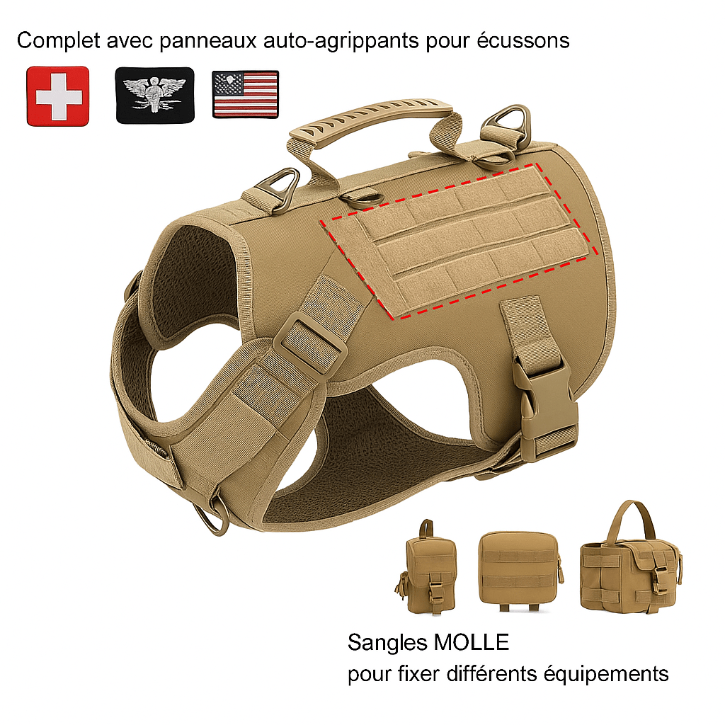 Harnais Militaire prenium pour Chien ⭐⭐⭐⭐⭐ - maboutiqueanimaux.fr
